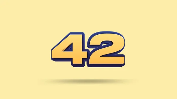42数字3D黄底图解 — 图库照片