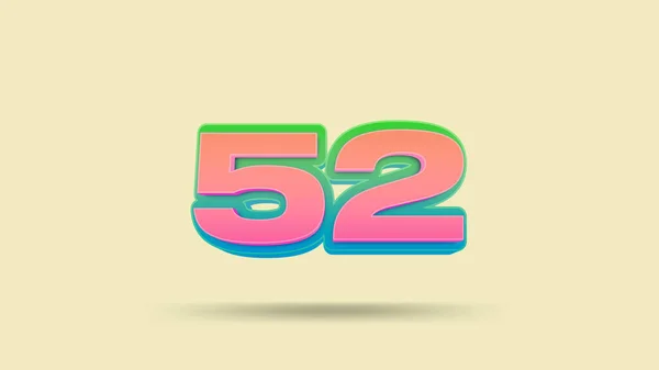 ベージュ地にカラフルな52番の3Dイラスト — ストック写真