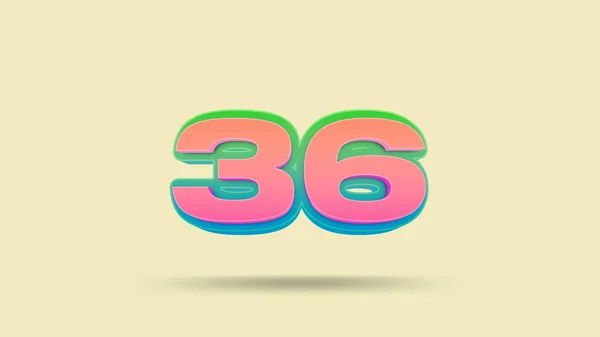 ベージュ地にカラフルな36番の3Dイラスト — ストック写真