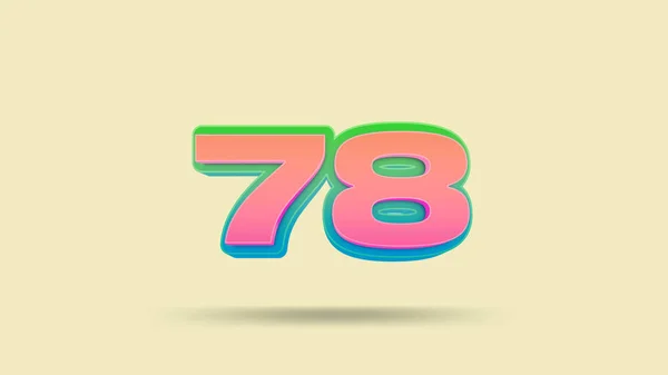 色彩艳丽的78号3D图片 米色背景 — 图库照片