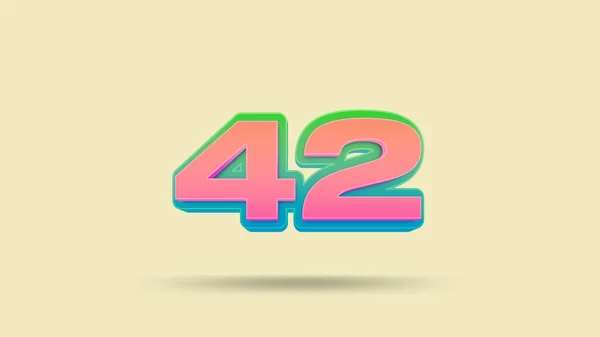 彩色42数字3D图片上的米色背景 — 图库照片