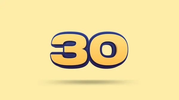 黄底30号3D插图 — 图库照片