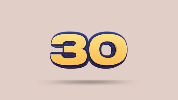 米色背景的30号3D插图 — 图库照片