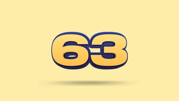 63番黄色の背景の3Dイラスト — ストック写真