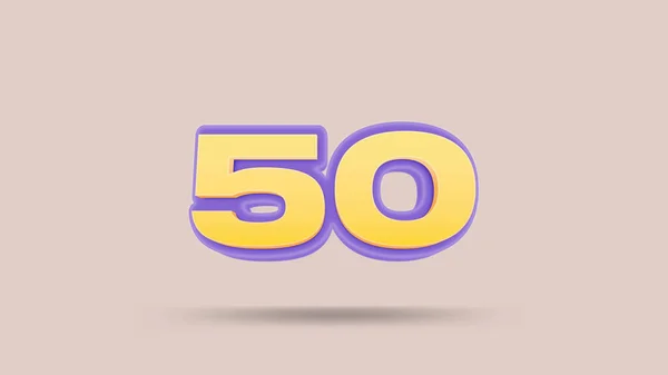 米色背景的50号3D插图 — 图库照片