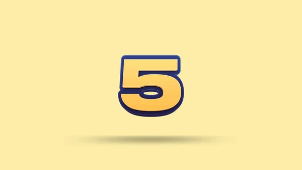 黄色背景的5号3D插图 — 图库照片