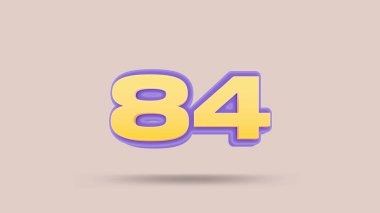 Bej arkaplanda 84 numara 3d illüstrasyon