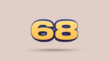 Bej arkaplanda 68 numara 3d illüstrasyon
