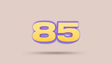 Bej arkaplanda 85 numara 3d illüstrasyon