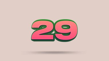 Bej arkaplanda 29 numara 3d illüstrasyon