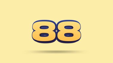 Bej arkaplanda 88 numara 3d illüstrasyon