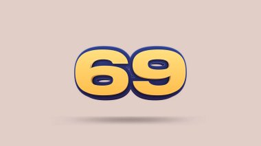Bej arkaplanda 69 numara 3d illüstrasyon