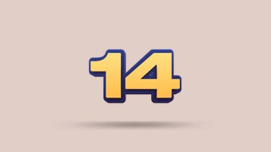 Bej arkaplanda 14 numara 3d illüstrasyon