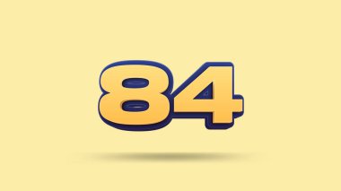 Bej arkaplanda 84 numara 3d illüstrasyon