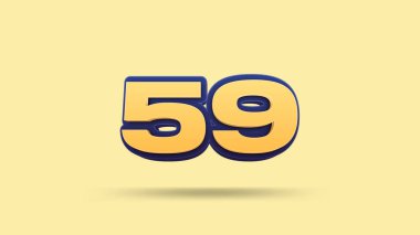 Sarı arkaplanda 59 numara 3d illüstrasyon
