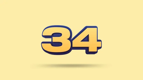 34数字3D黄底图解 — 图库照片