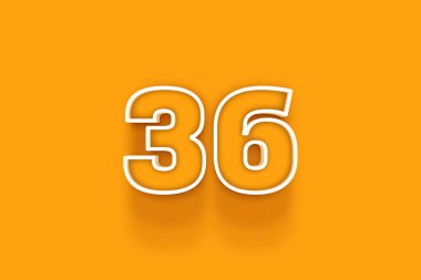 turuncu arkaplanda beyaz 36 numara 3d illüstrasyon
