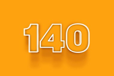 turuncu arkaplanda beyaz 140 numara 3d resim