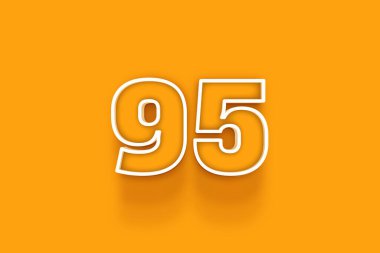 Turuncu arkaplanda beyaz 95 numara 3d illüstrasyon