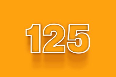 turuncu arkaplanda beyaz 125 numara 3d illüstrasyon