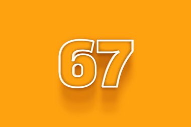 Turuncu arkaplanda beyaz 67 numara 3d resim