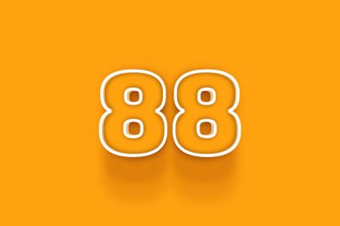 Turuncu arkaplanda beyaz 88 numara 3d illüstrasyon