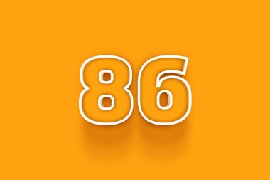 Turuncu arkaplanda beyaz 86 numara 3d illüstrasyon