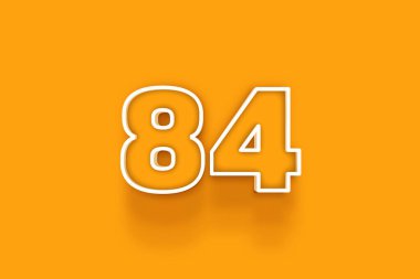 Turuncu arkaplanda beyaz 84 numara 3d illüstrasyon