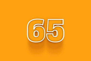 turuncu arkaplanda beyaz 65 numara 3d resim