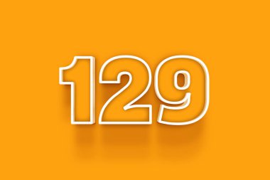 Turuncu arkaplanda beyaz 129 numara 3d resim