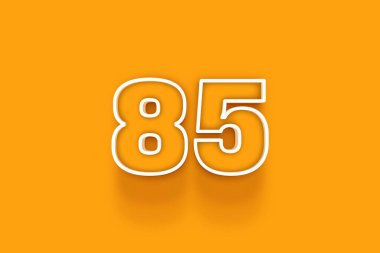 Turuncu arkaplanda beyaz 85 numara 3d illüstrasyon