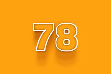 turuncu arkaplanda beyaz 78 numara 3d illüstrasyon