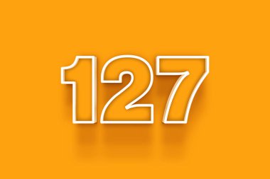 turuncu arkaplanda beyaz 127 numara 3d resim