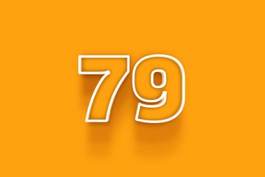 turuncu arkaplanda beyaz 79 numara 3d illüstrasyon