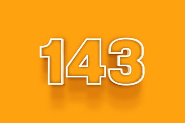 turuncu arkaplanda beyaz 143 numara 3d resim