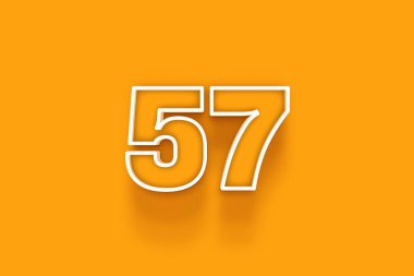 Turuncu arkaplanda beyaz 57 numara 3d illüstrasyon