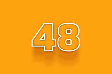 turuncu arkaplanda beyaz 48 numara 3d illüstrasyon