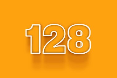 Turuncu arkaplanda beyaz 128 numara 3d resim