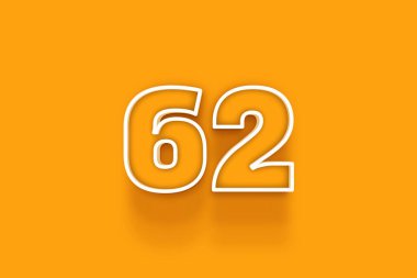 Turuncu arkaplanda beyaz 62 numara 3d illüstrasyon
