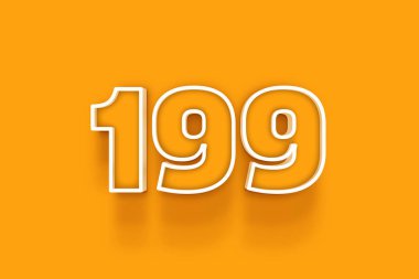 turuncu arkaplanda beyaz 199 numara 3d illüstrasyon