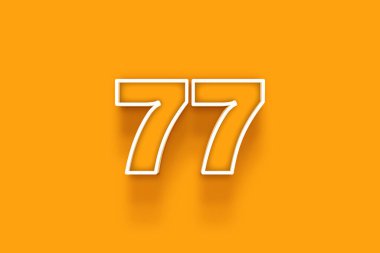Turuncu arkaplanda beyaz 77 numara 3d illüstrasyon