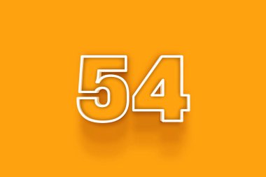 Turuncu arkaplanda beyaz 54 numara 3d resim