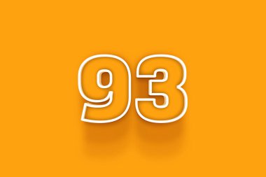 Turuncu arkaplanda beyaz 93 numara 3d illüstrasyon