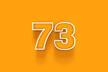 Turuncu arkaplanda beyaz 73 numara 3d illüstrasyon