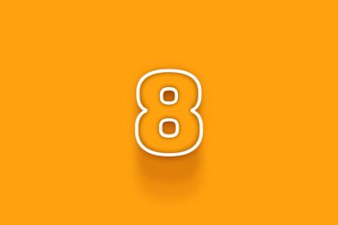 Turuncu arkaplanda 3D 8 numara