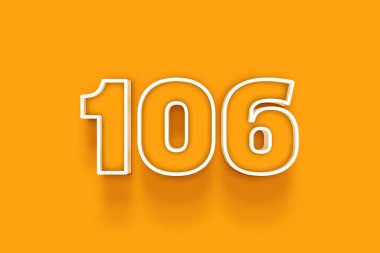 turuncu arkaplanda beyaz 106 numara 3d illüstrasyon