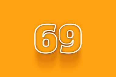 turuncu arkaplanda beyaz 69 numara 3d resim