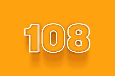 turuncu arkaplanda beyaz 108 numara 3d illüstrasyon