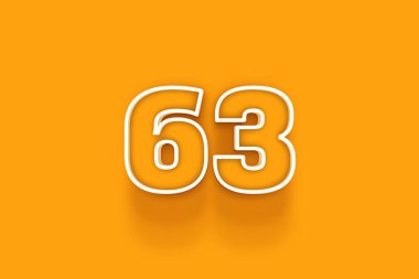 turuncu arkaplanda beyaz 63 numara 3d illüstrasyon