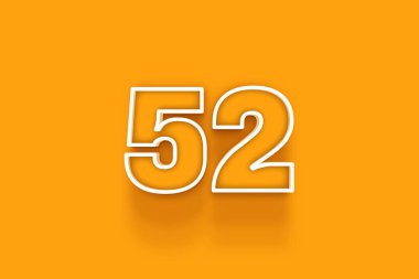 Turuncu arkaplanda beyaz 52 numara 3d resim